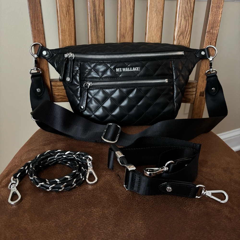 MZ Wallace Small Crosby Sling in Black Leather
